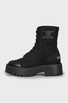 Boots made of textile and leather