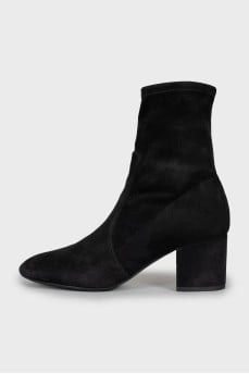 Black suede ankle boots with zip