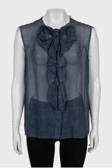Blue silk blouse