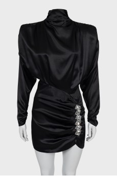 Silk dress with open back and rhinestones