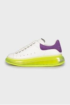 Leather sneakers with green soles