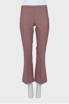 Woolen flared trousers in check