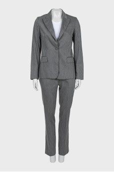 Striped wool and silk trouser suit