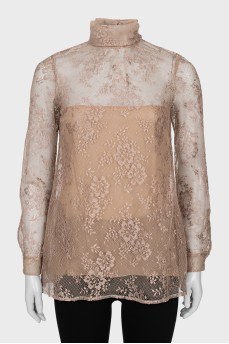 Brown lace blouse
