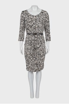 Dress with pleats and belt