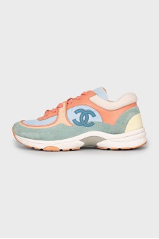Suede and leather sneakers with brand logo