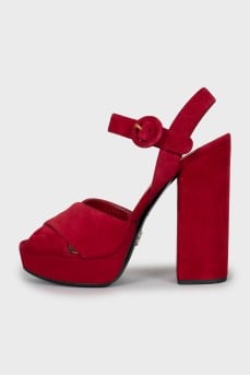 Velvet high heel sandals