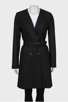 Black striped coat with tag