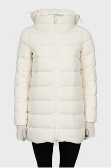 White down jacket with detachable hood