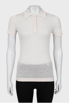 Sheer polo shirt with buttons