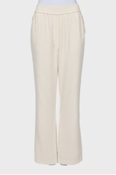 Straight white trousers with elastic