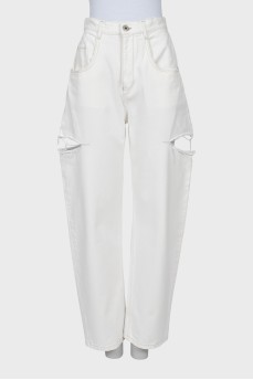 White jeans with side slits