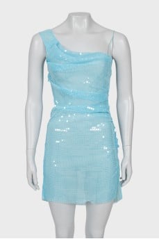 Mini dress decorated with sequins with tag