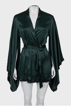 Kimono peignoir with lace