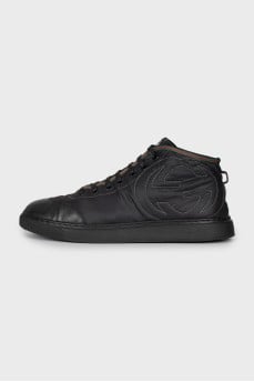 Men's textile sneakers with leather toe