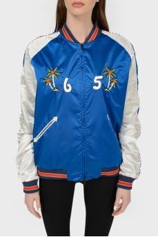 Bomber jacket with embroidery with tag
