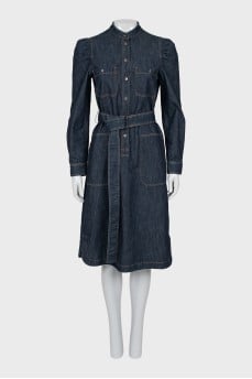 Denim dress with belt