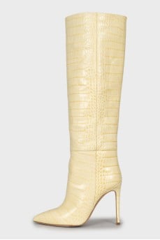 Yellow leather boots