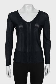 Semi-transparent black pullover