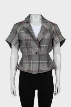 Checkered jacket with short sleeves