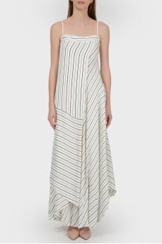 Asymmetric sundress striped with tag