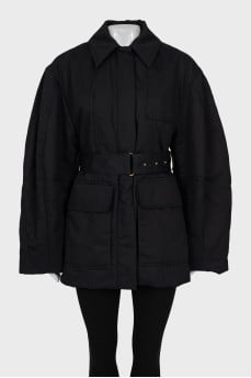 Jacket with zip and buttons with tag