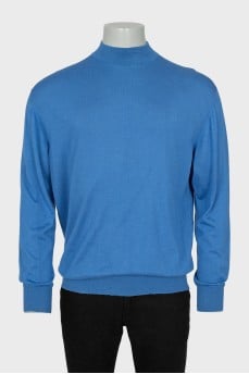 Men's Blue Cashmere and Silk Jumper