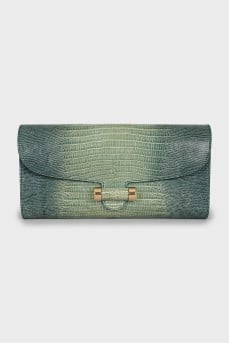Green leather clutch