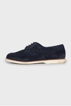 Men's suede shoes with perforation