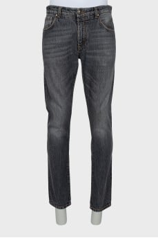Men's distressed grey jeans