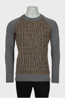 Men's wool sweater with relief pattern