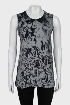 Gray and black straight cut tank top