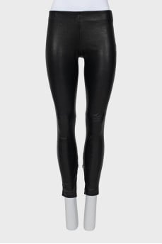 Leather pants with side zip