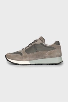Gray sneakers made of textile and suede