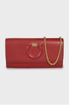 Red leather clutch