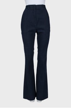 Blue high waist flared trousers