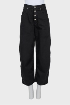 Wide leg jeans with buttons
