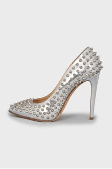 Silver shoes with spikes