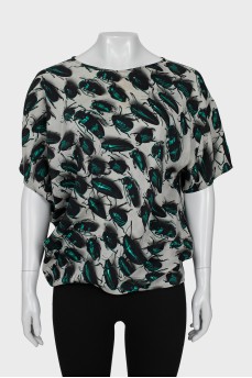 Oversized silk blouse