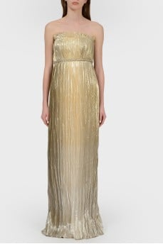 Golden evening dress with tag