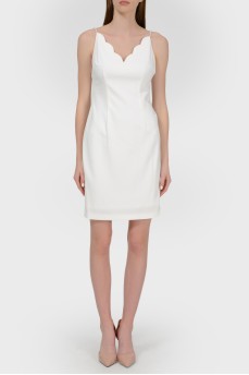 Sarafan midi on straps with a curly neckline with a tag