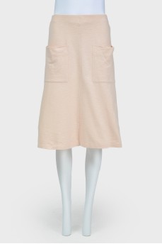Flared skirt with patch pockets