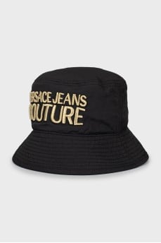 Black panama hat with gold embroidery