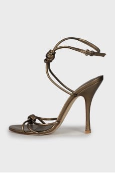Gold leather sandals