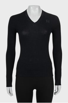 Fitted pullover with embroidery