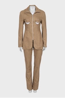 Denim suit of trousers and jacket