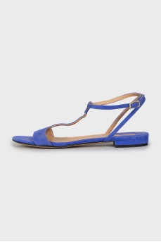 Blue suede sandals