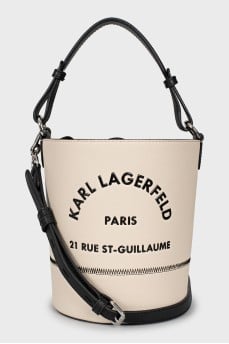 Grey leather bucket bag