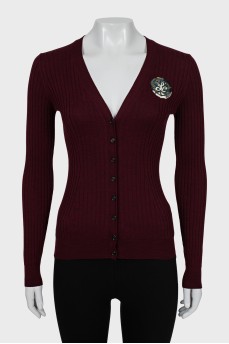 Red cardigan with buttons