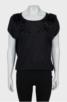 Black blouse with sequins